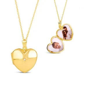 Solid Gold Heart Diamond Locket