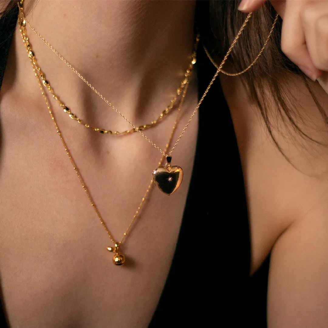 Solid Gold Heart Diamond Locket