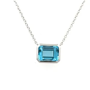 Solitaire Blue Topaz Necklace