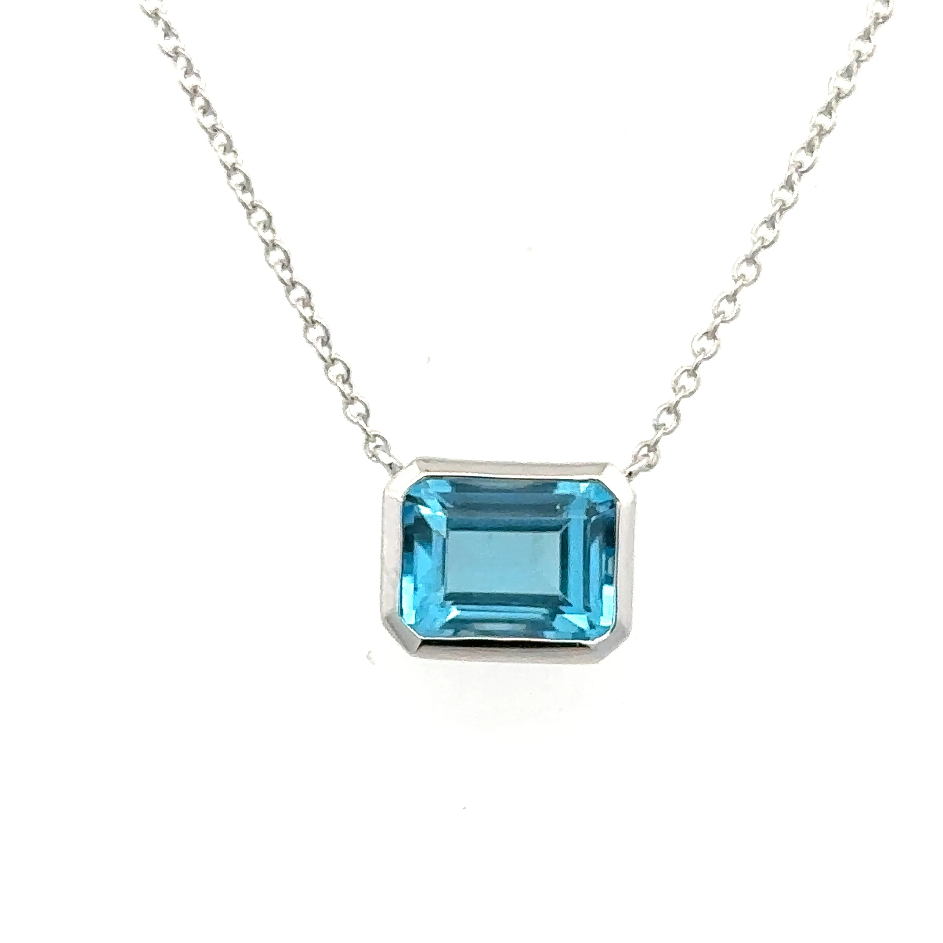 Solitaire Blue Topaz Necklace