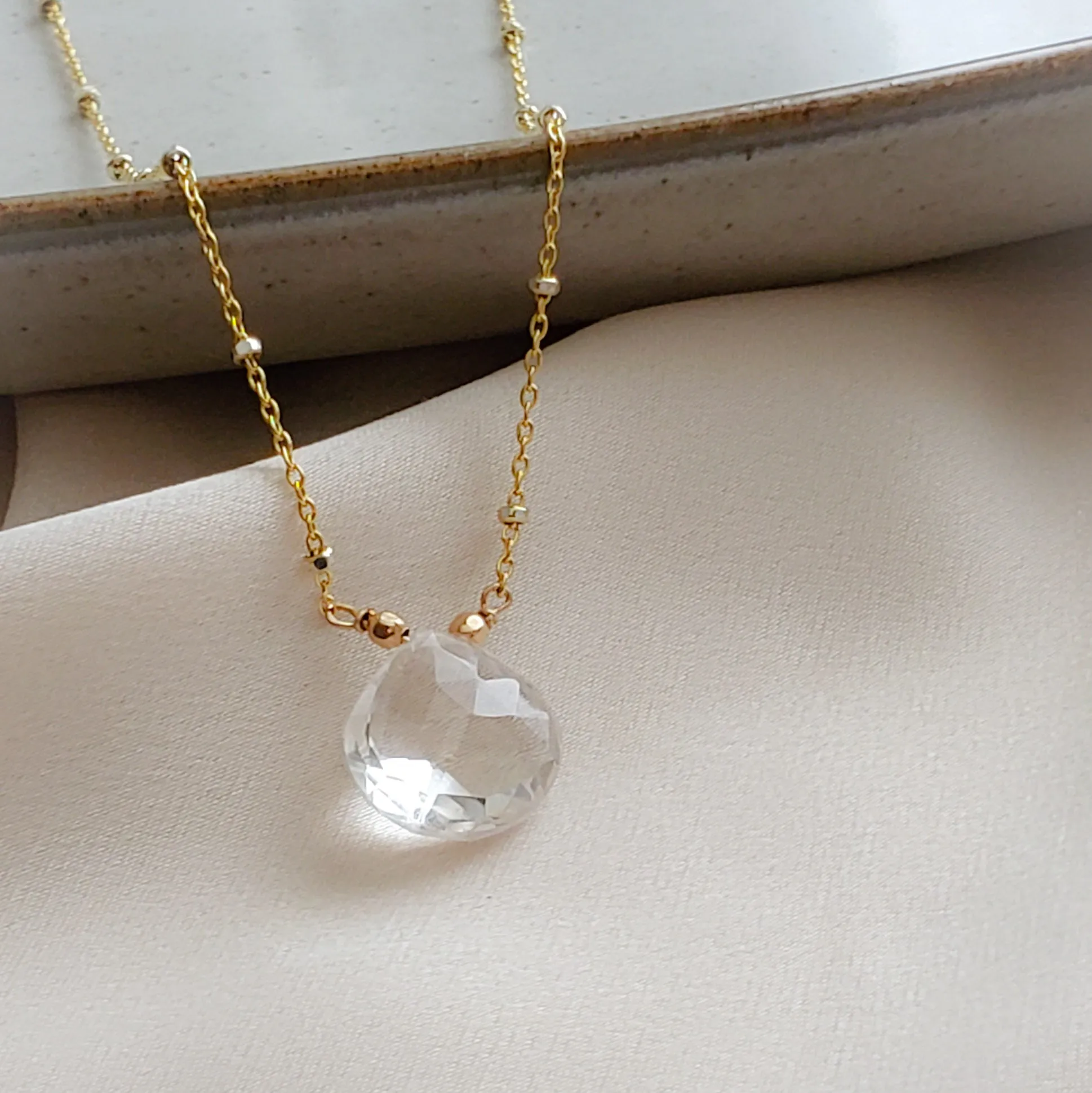 Solitaire Quartz Drop Necklace