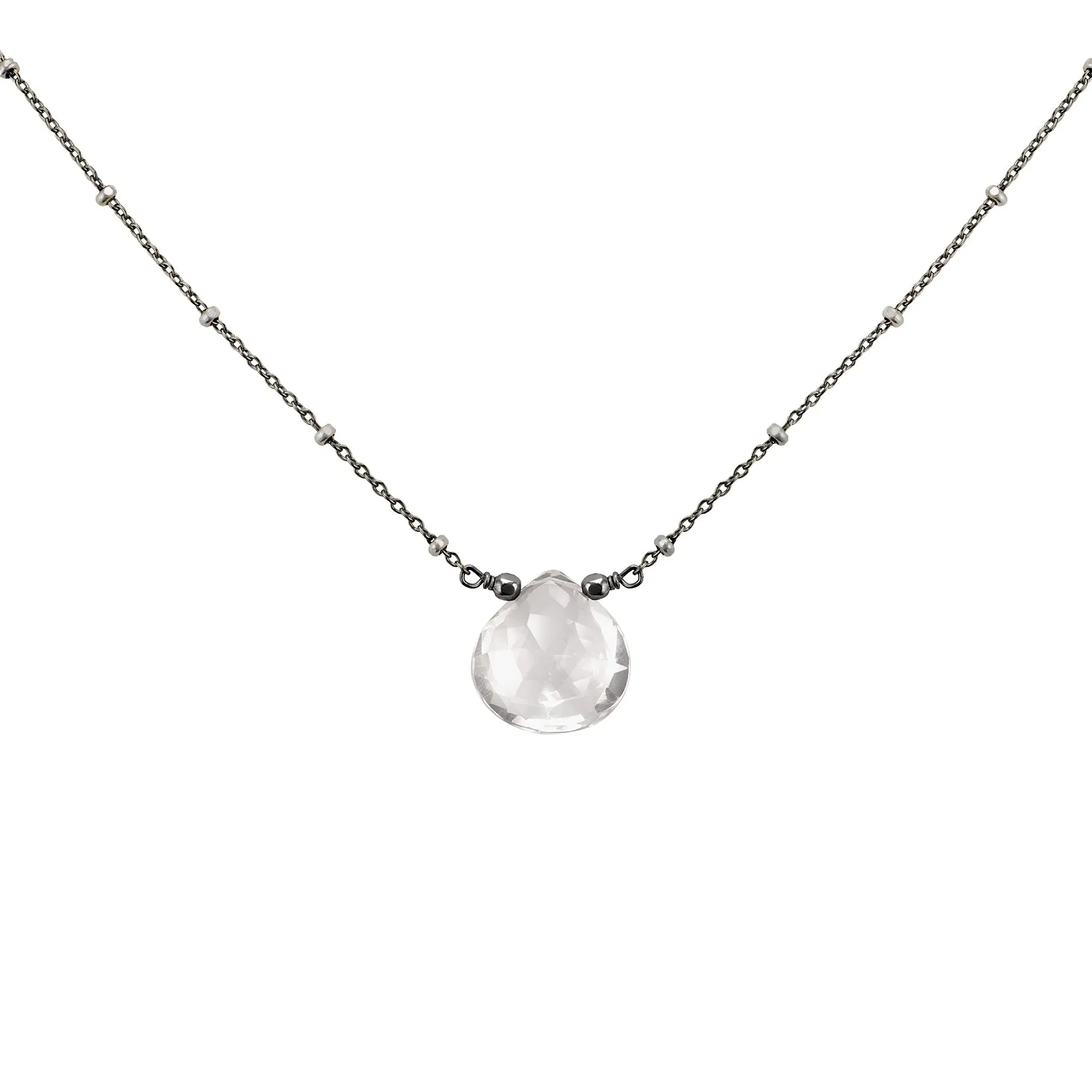 Solitaire Quartz Drop Necklace