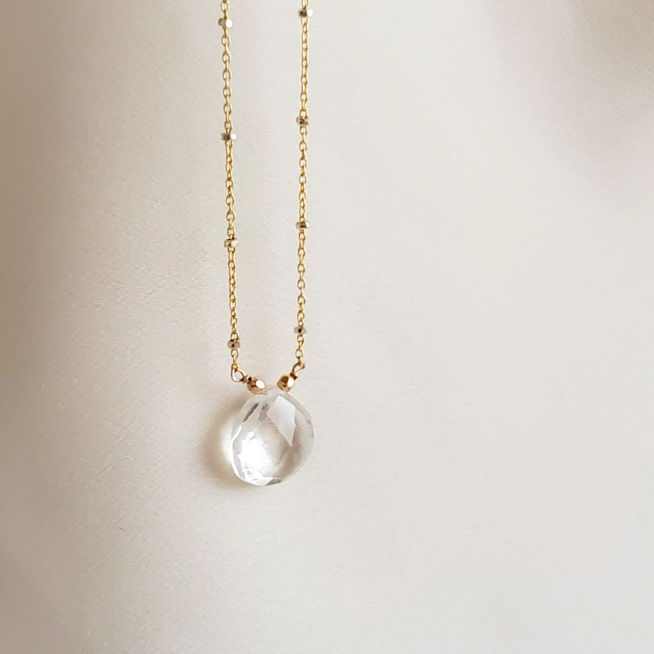 Solitaire Quartz Drop Necklace