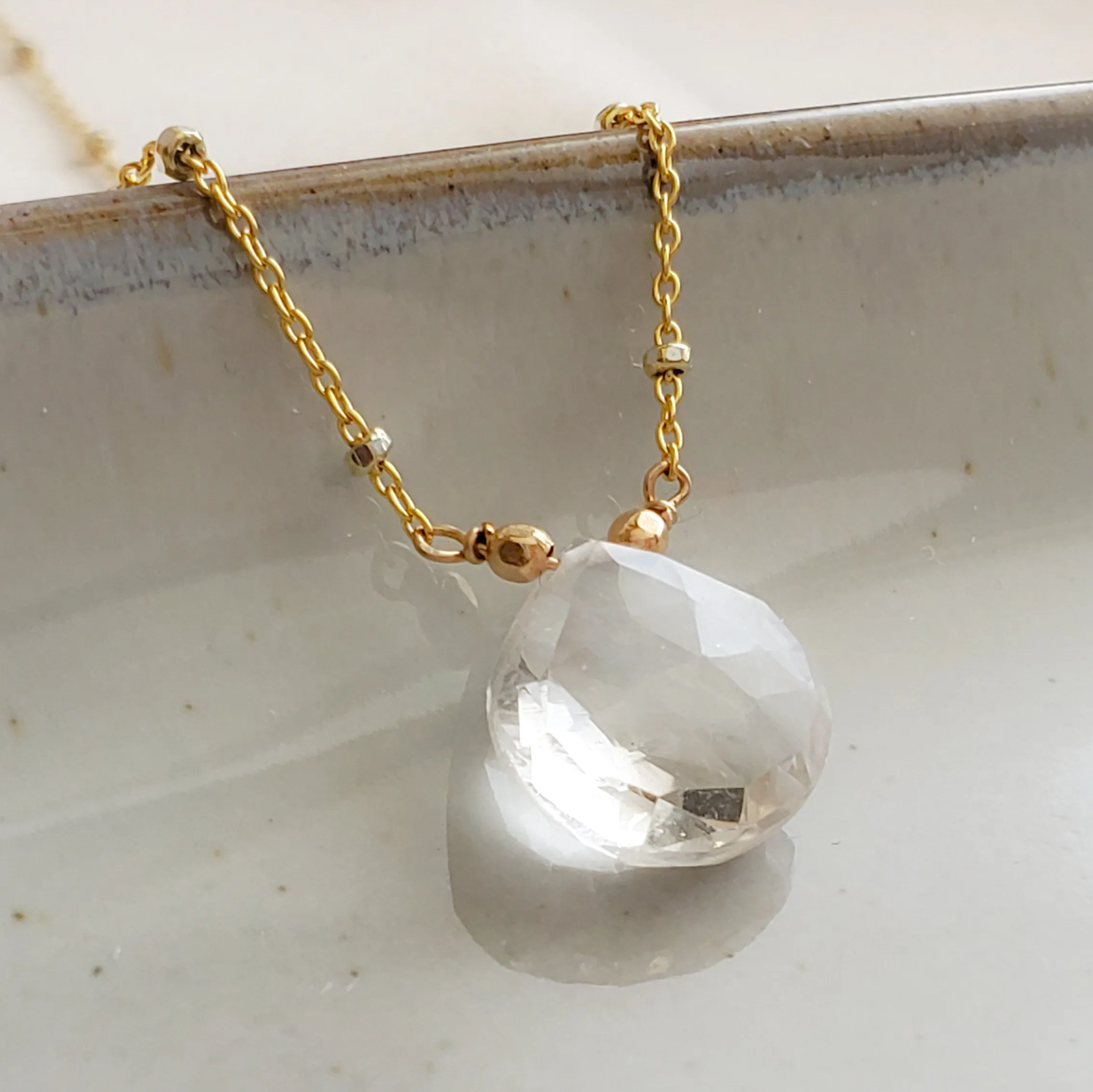 Solitaire Quartz Drop Necklace