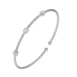 Sterling Silver CZ Barrel Flex Cuff (SI3291)