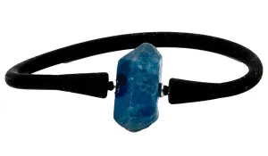 Sterling Silver Dumortierite Gemstone Rubber Bracelet