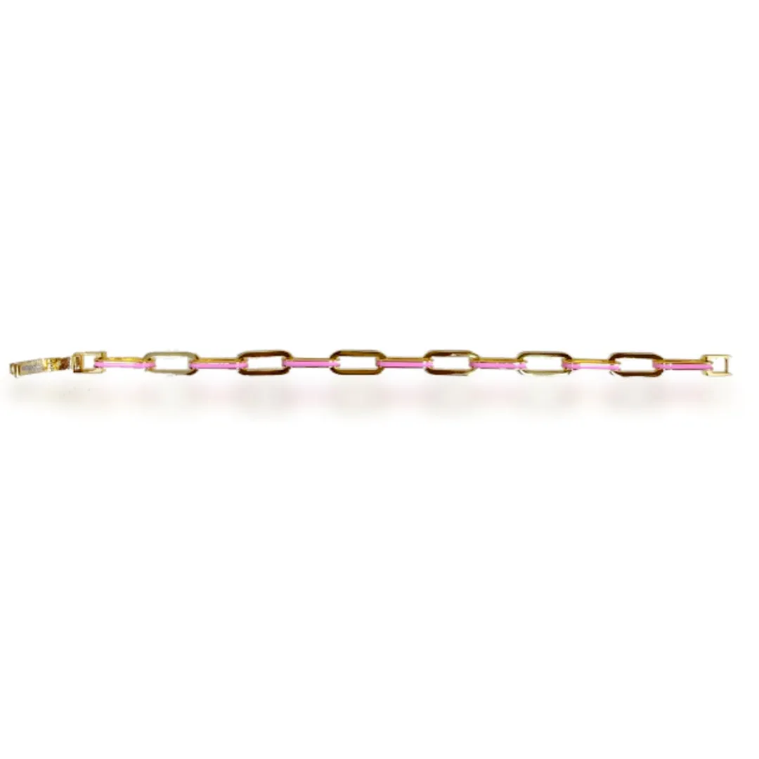 Sterling Silver Enamel Paperclip Link Bracelet