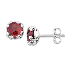 Sterling Silver Garnet Stud Earrings