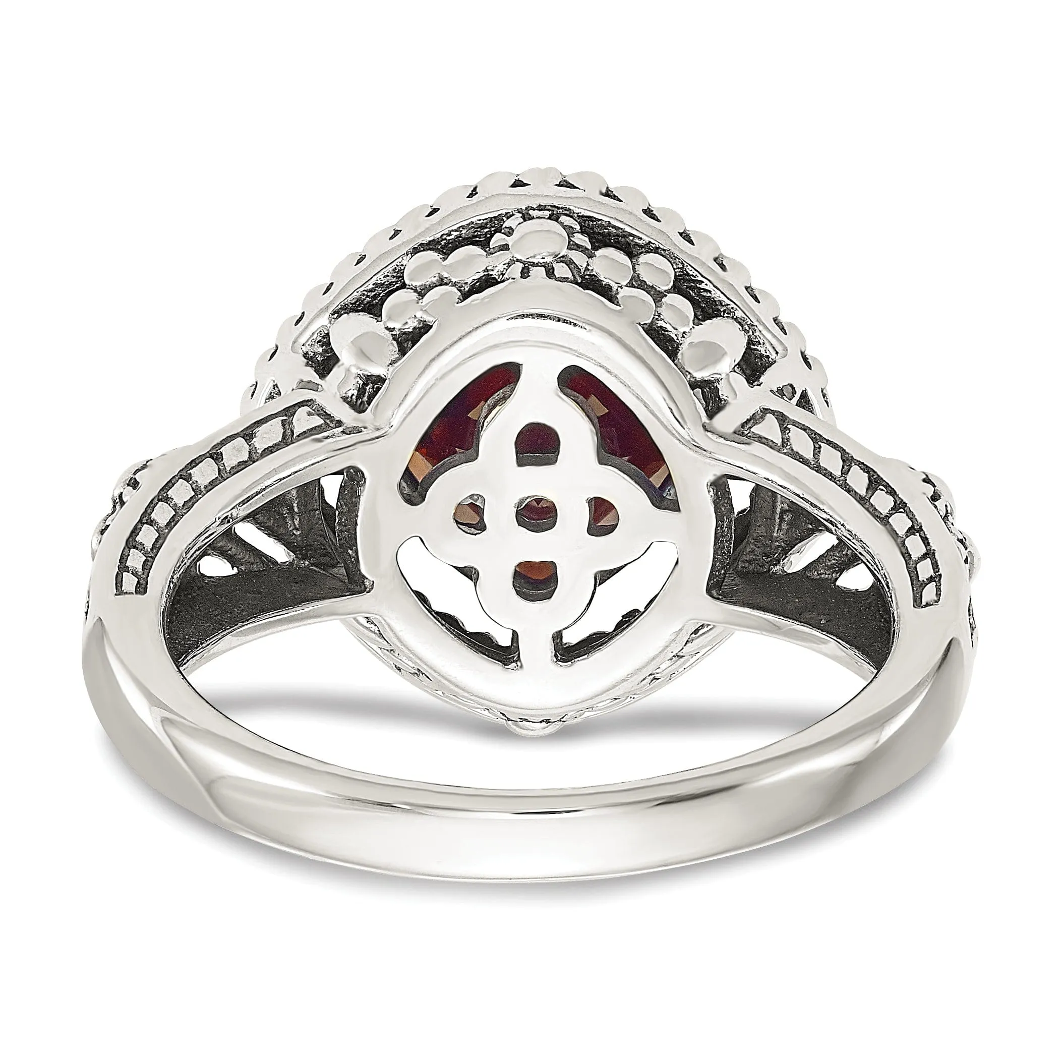 Sterling Silver Gold 2.38 Carat Garnet Ring