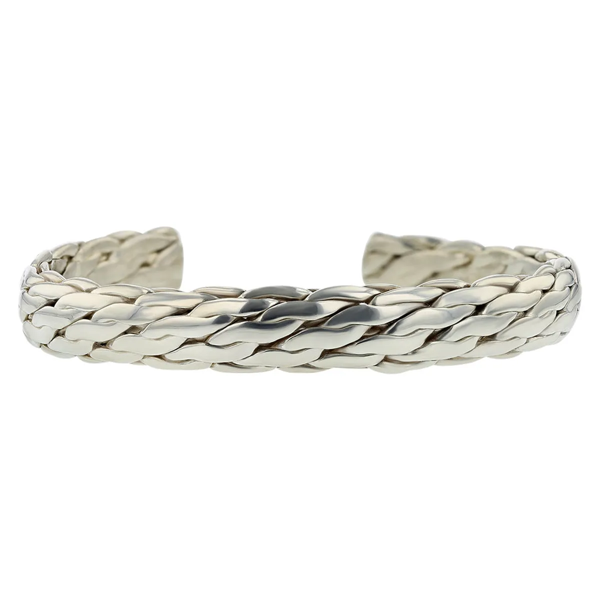 Sterling Silver Woven Design Cuff Bracelet