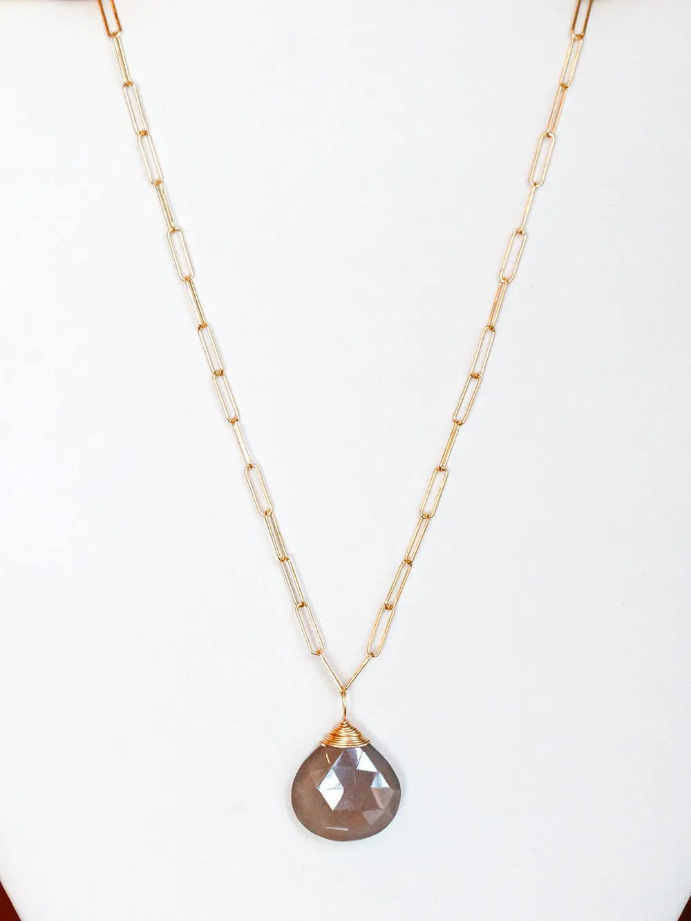 Susan Rifkin Grey Moonstone Charm Necklace