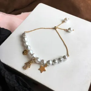 Sweet Dreams Pearl and Bear Charm Bracelet