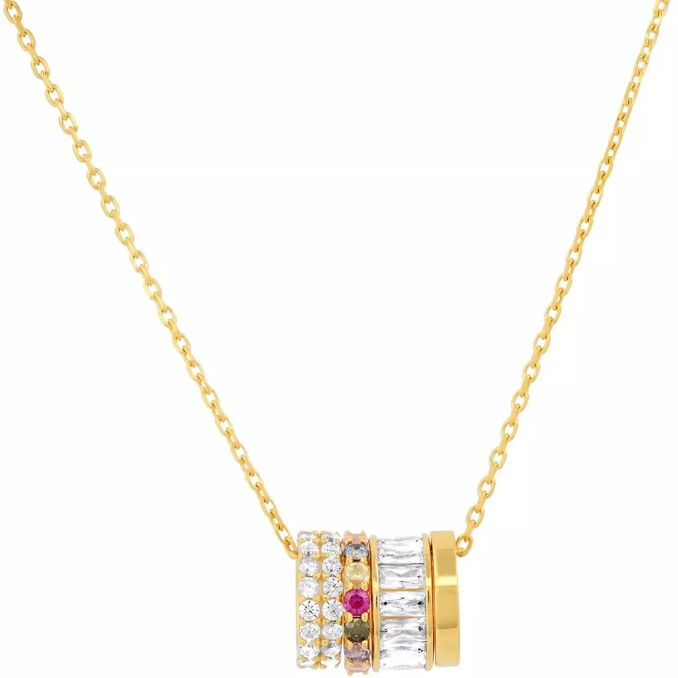 TAI Gold Vermeil Necklace with Clear and Rainbow CZ Rondells