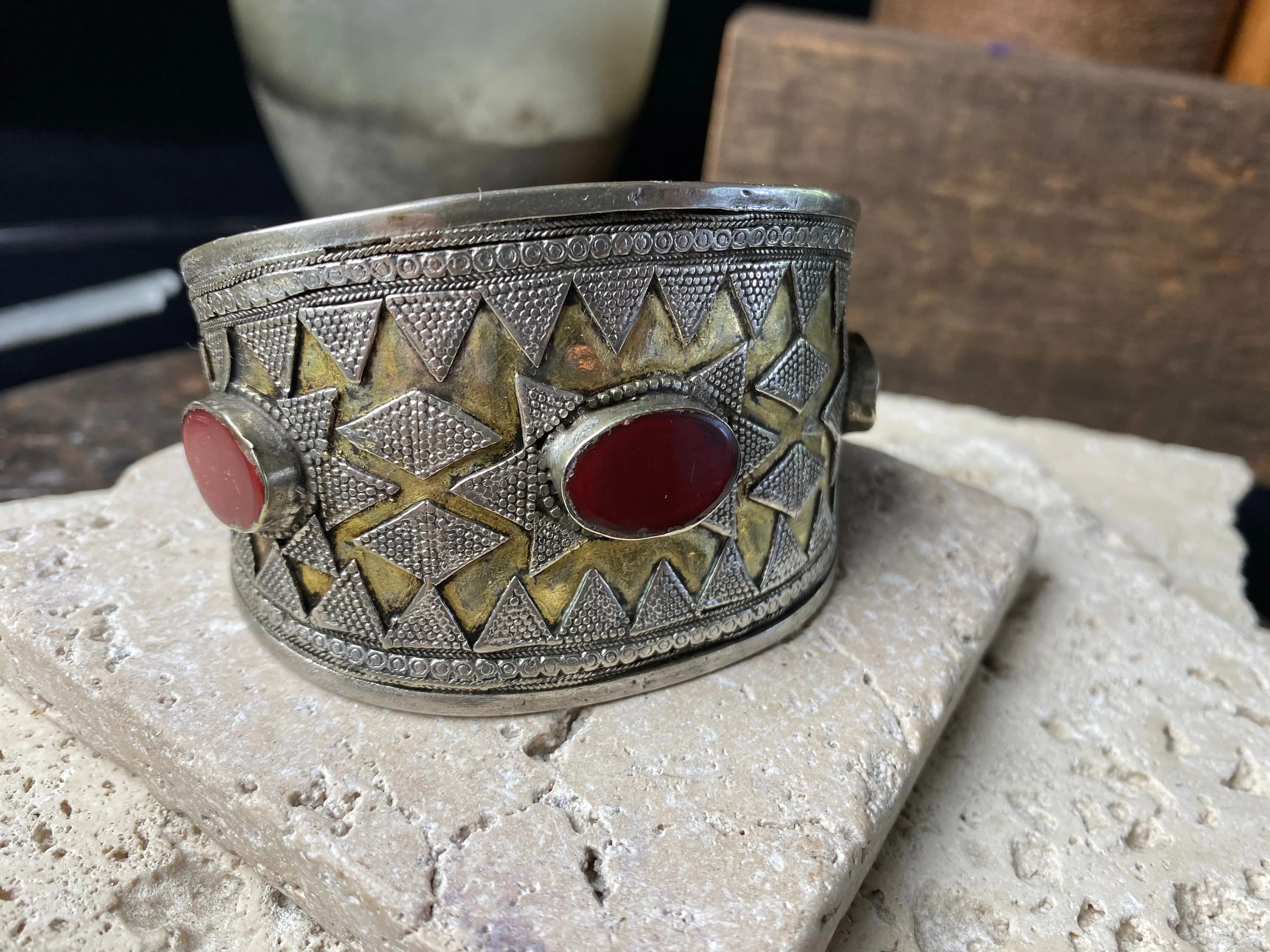 Tekke Turkoman Gold and Silver Cuff Bracelet