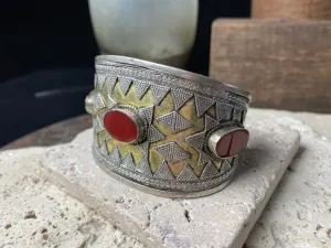 Tekke Turkoman Gold and Silver Cuff Bracelet