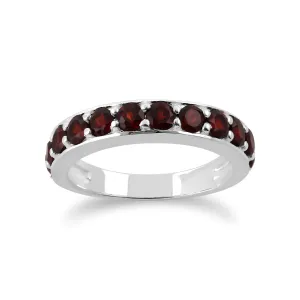 Thai Granat Halber Ewigkeits Ring in 925 Sterling Silber