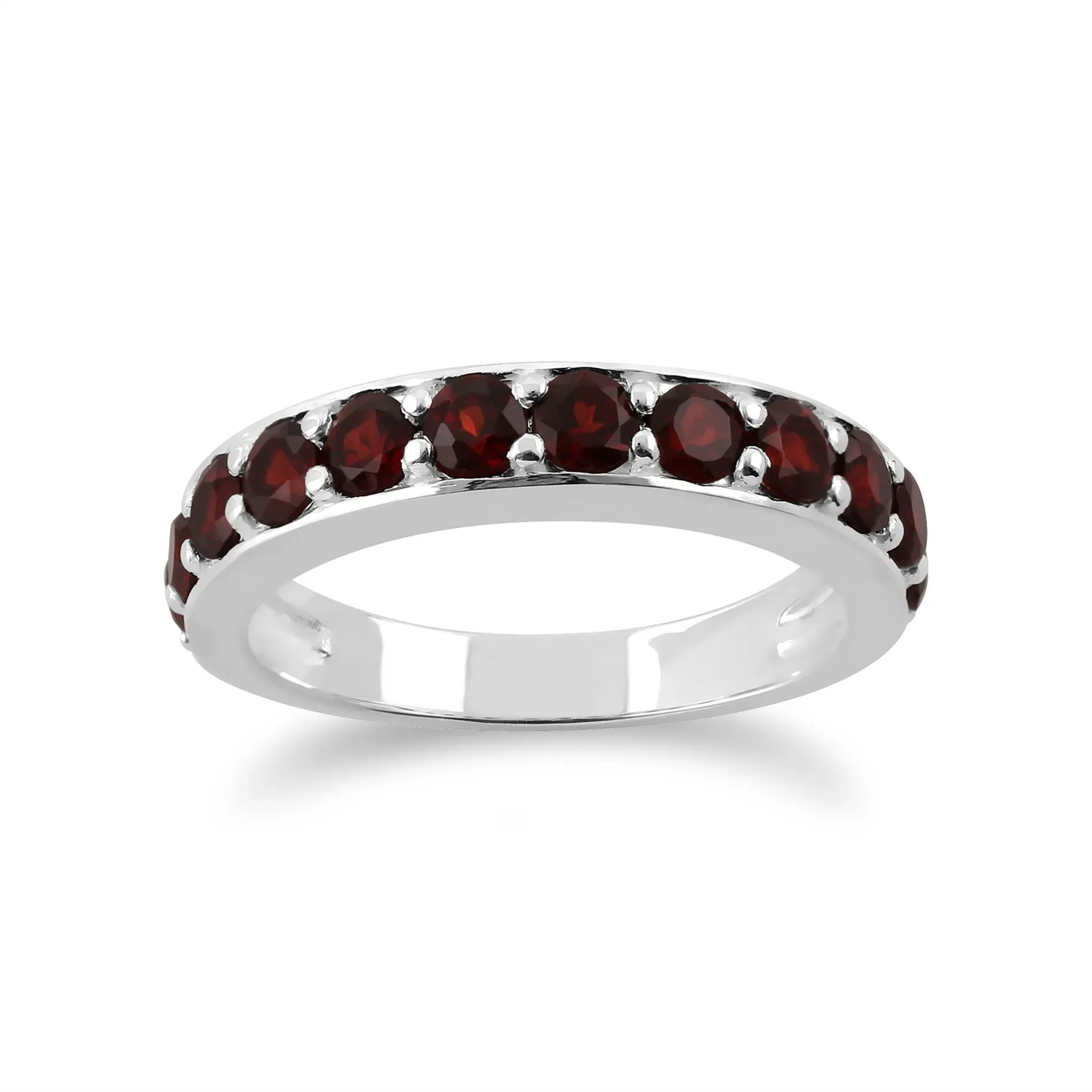 Thai Granat Halber Ewigkeits Ring in 925 Sterling Silber