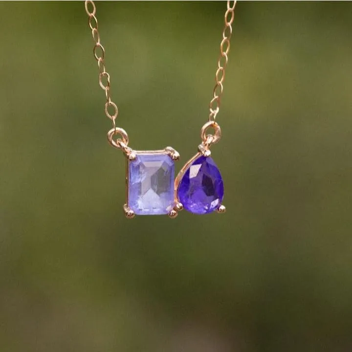 The Aurora - Tanzanite Toi et Moi Necklace