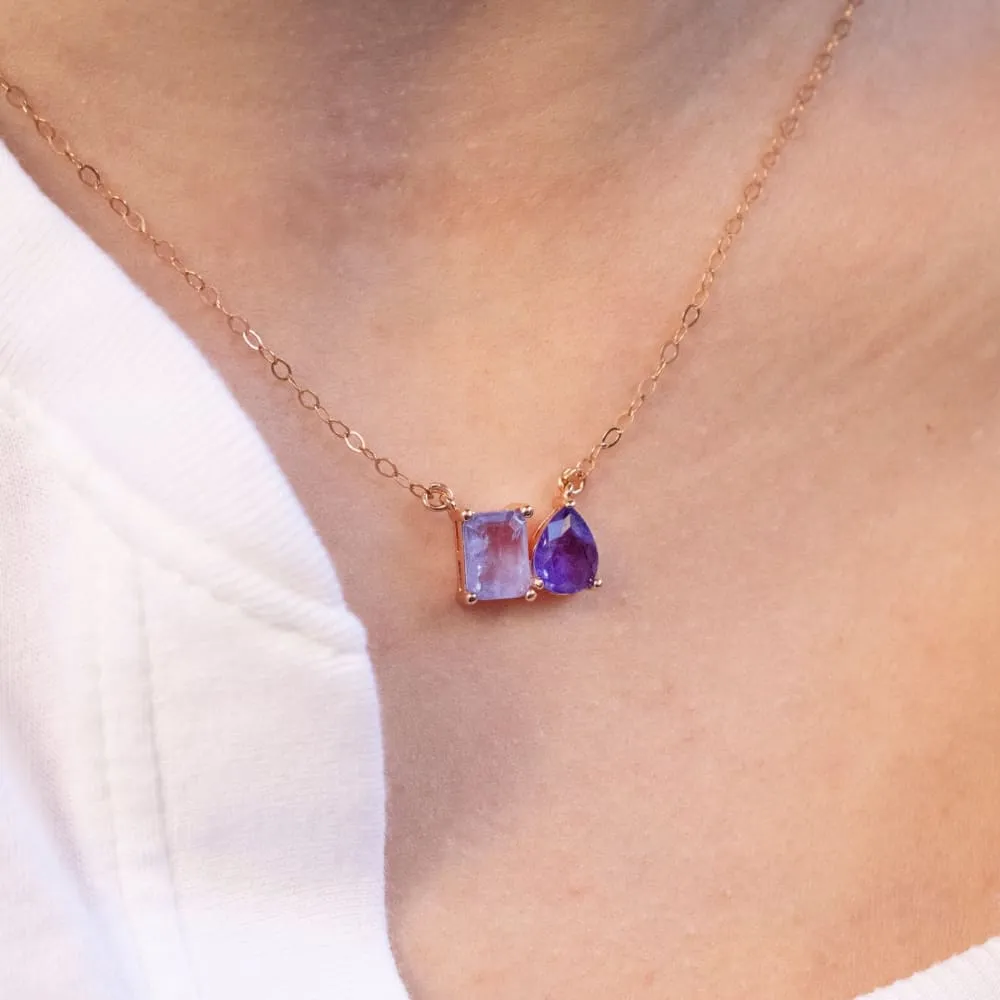 The Aurora - Tanzanite Toi et Moi Necklace