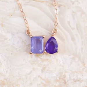 The Aurora - Tanzanite Toi et Moi Necklace