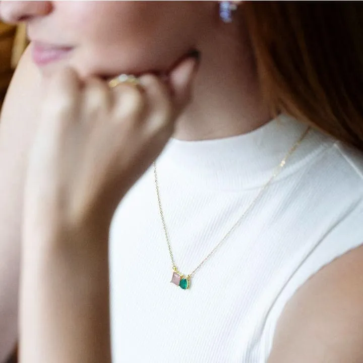 The Aurora - Watermelon Tourmaline Toi et Moi Necklace