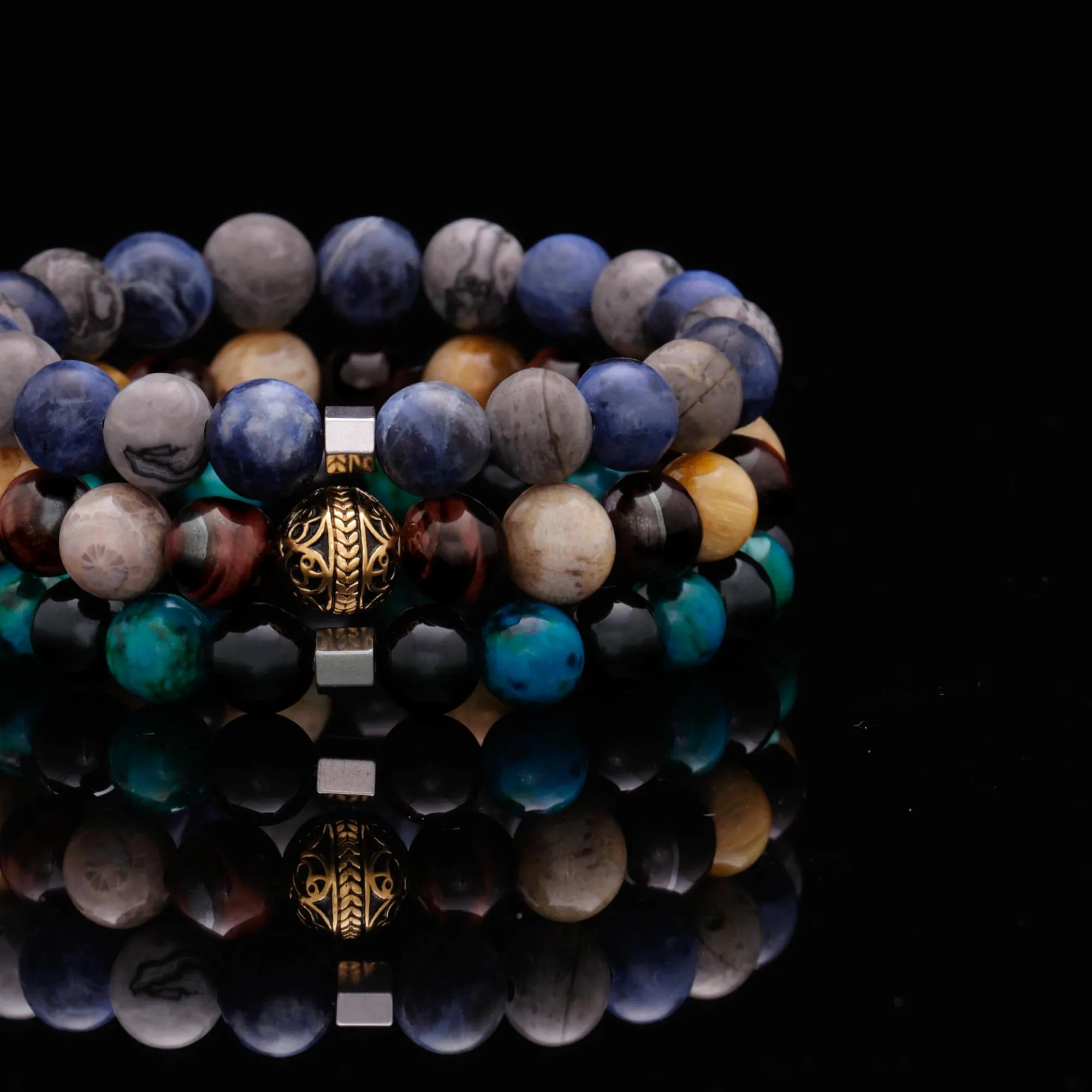 The Odin | Mens Stainless Steel Bracelets with Tiger Eye Turquoise Stone
