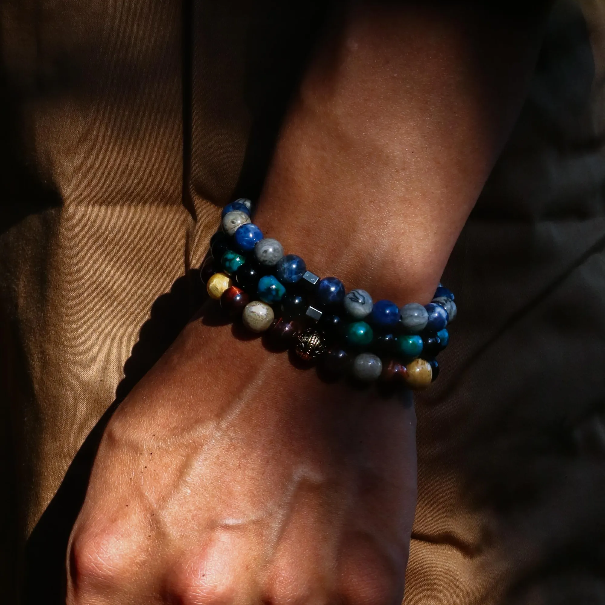 The Odin | Mens Stainless Steel Bracelets with Tiger Eye Turquoise Stone