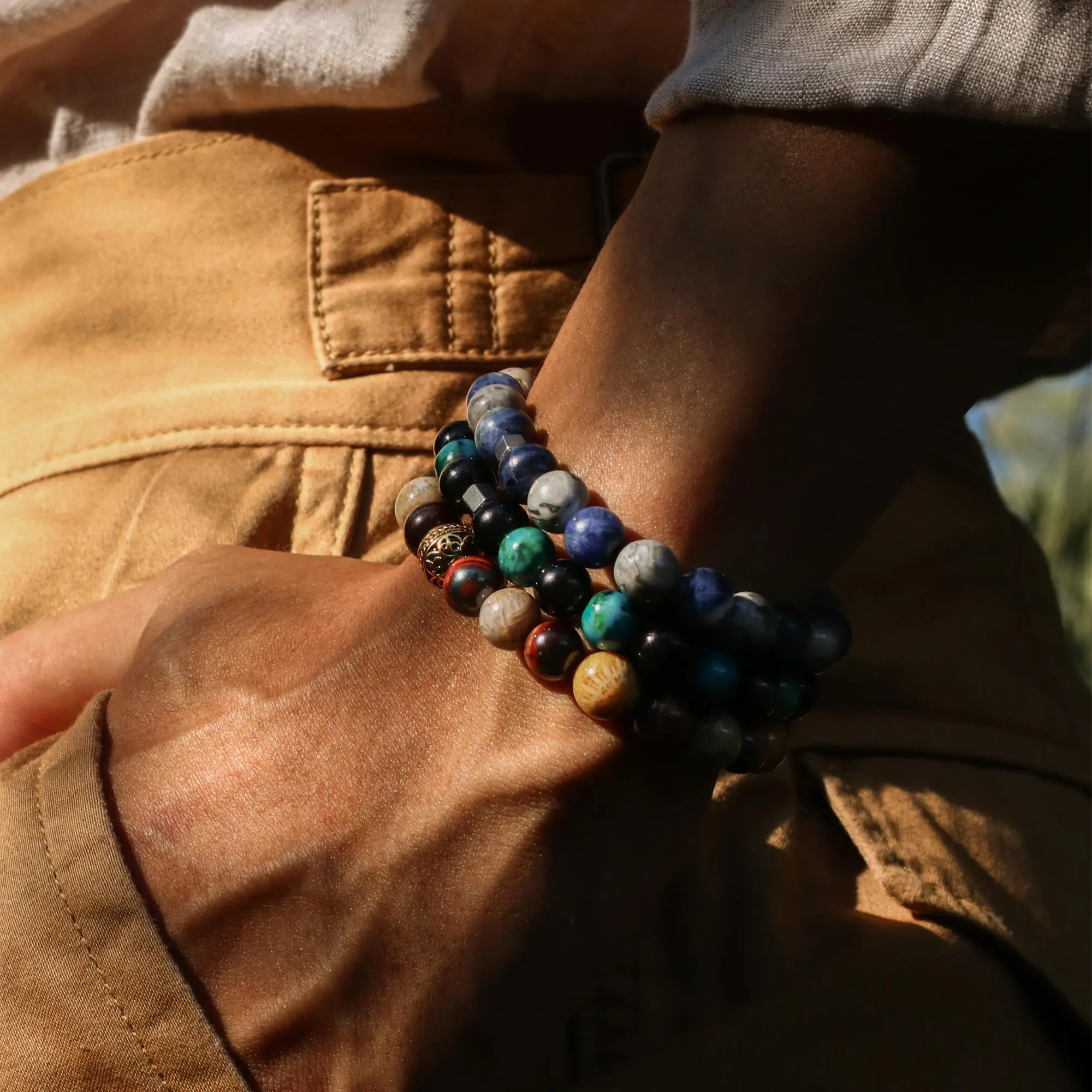 The Odin | Mens Stainless Steel Bracelets with Tiger Eye Turquoise Stone