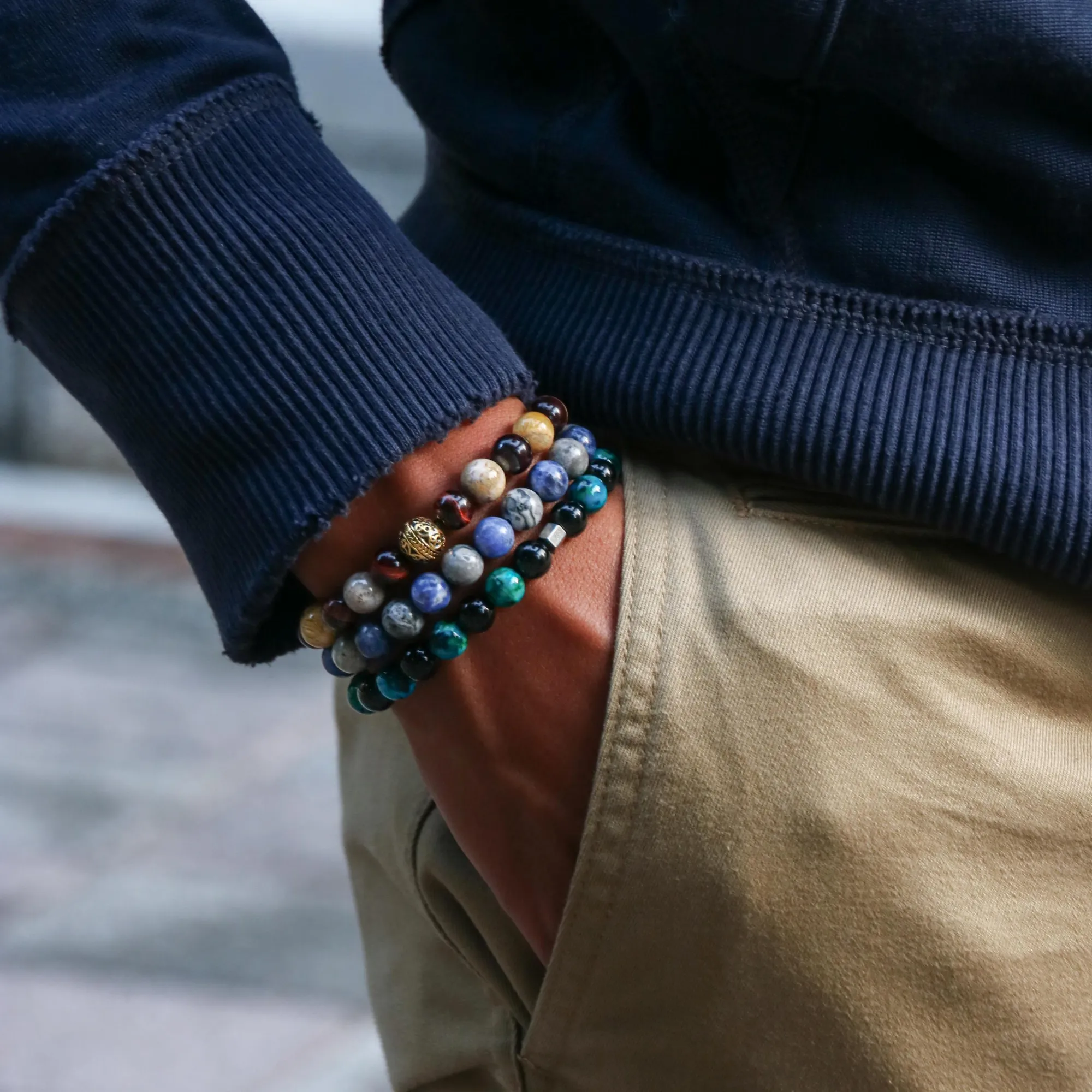 The Odin | Mens Stainless Steel Bracelets with Tiger Eye Turquoise Stone