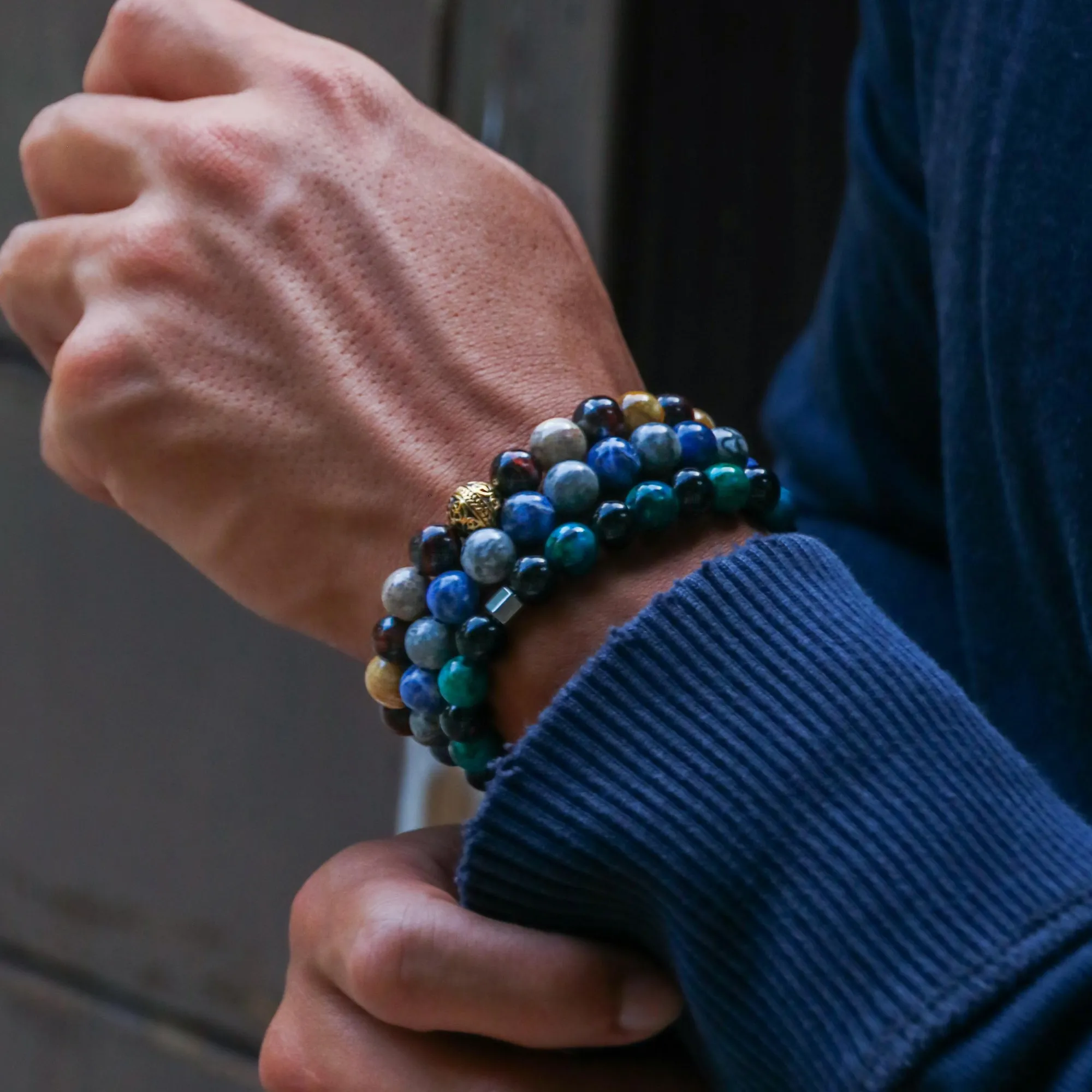 The Odin | Mens Stainless Steel Bracelets with Tiger Eye Turquoise Stone