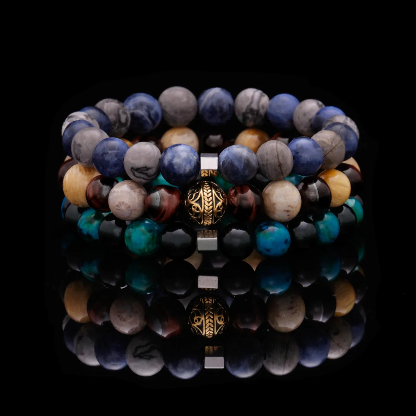 The Odin | Mens Stainless Steel Bracelets with Tiger Eye Turquoise Stone