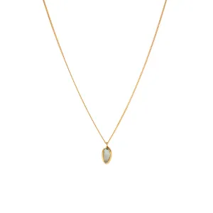 TINY PROTECT OVAL PENDANT - AQUAMARINE & GOLD