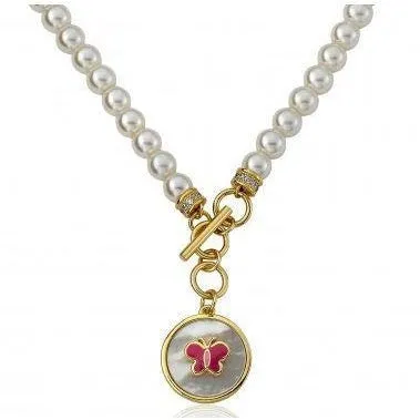 Twin Stars Butterfly Pearl Necklace