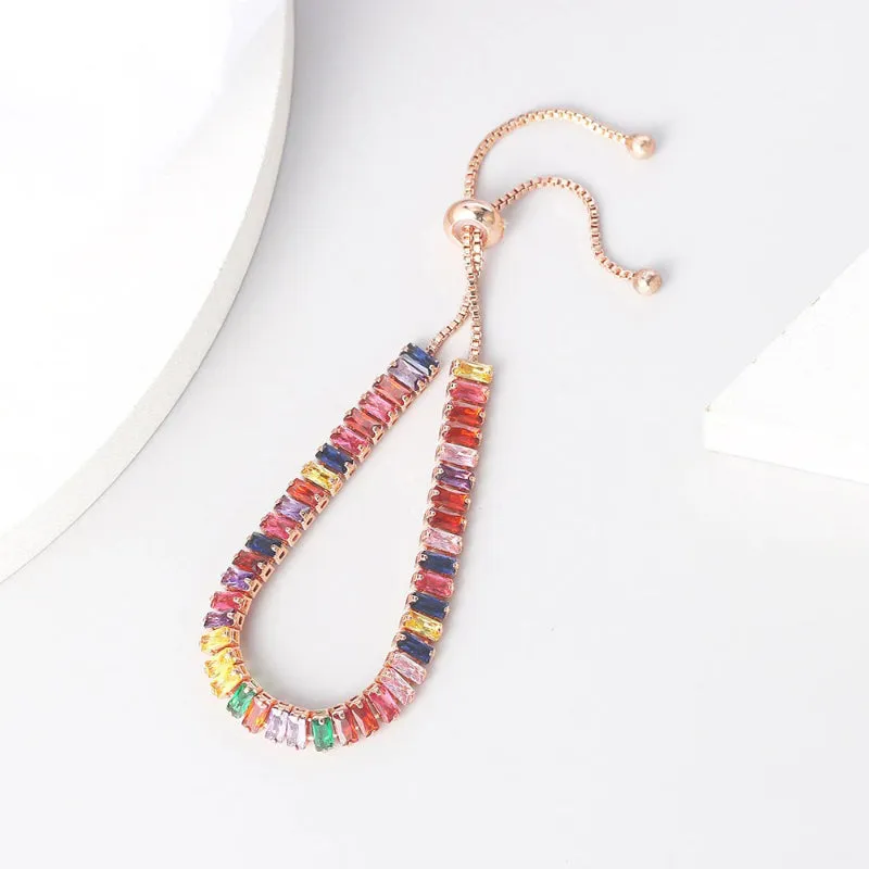 Vibrant Multicolor Zircon Bejeweled Tennis Bracelets