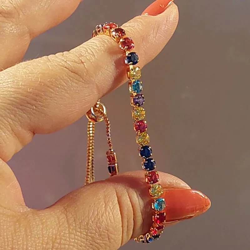 Vibrant Multicolor Zircon Bejeweled Tennis Bracelets
