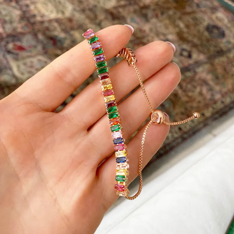 Vibrant Multicolor Zircon Bejeweled Tennis Bracelets