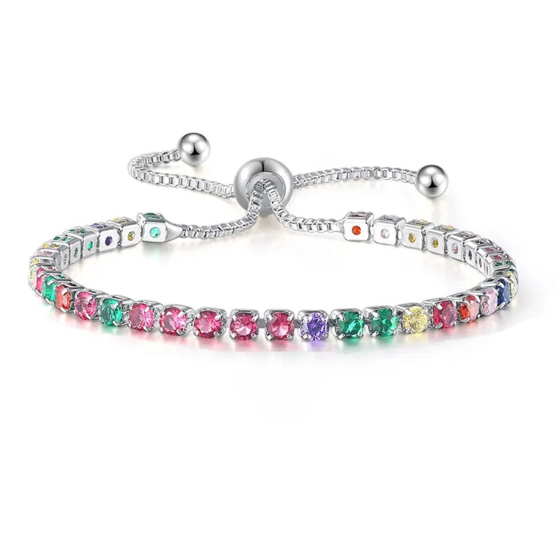 Vibrant Multicolor Zircon Bejeweled Tennis Bracelets