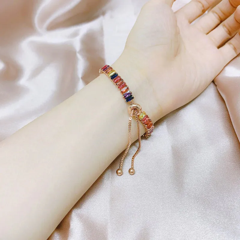 Vibrant Multicolor Zircon Bejeweled Tennis Bracelets