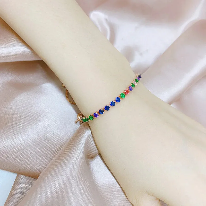 Vibrant Multicolor Zircon Bejeweled Tennis Bracelets