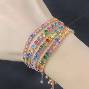 Vibrant Multicolor Zircon Bejeweled Tennis Bracelets
