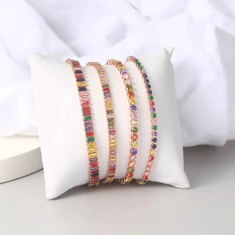 Vibrant Multicolor Zircon Bejeweled Tennis Bracelets