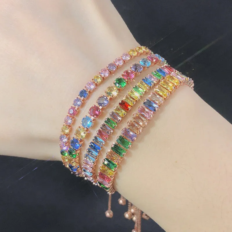 Vibrant Multicolor Zircon Bejeweled Tennis Bracelets
