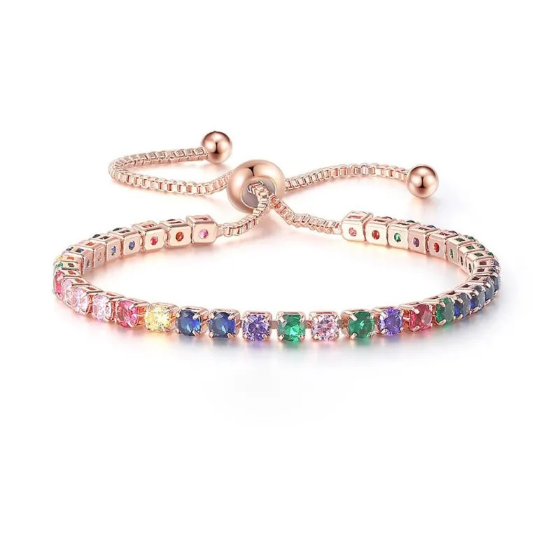 Vibrant Multicolor Zircon Bejeweled Tennis Bracelets