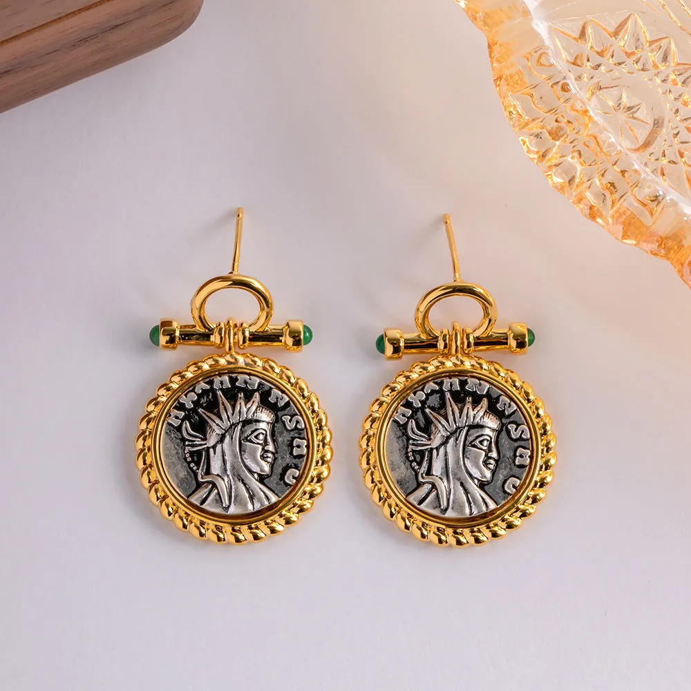 Vintage ancient coins Greek goddess Earrings