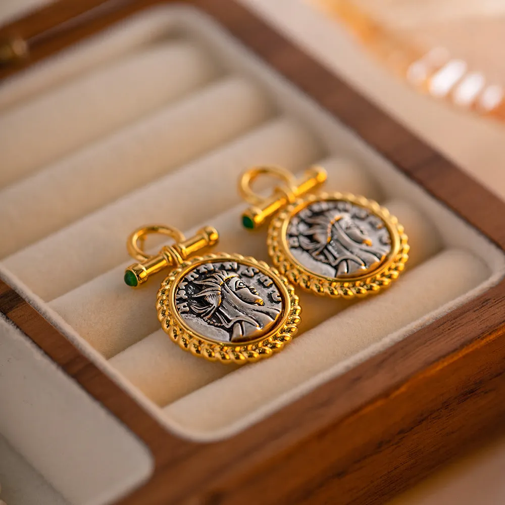 Vintage ancient coins Greek goddess Earrings