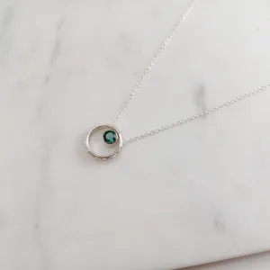 Vintage Inspired Emerald Hoop Pendant Necklace