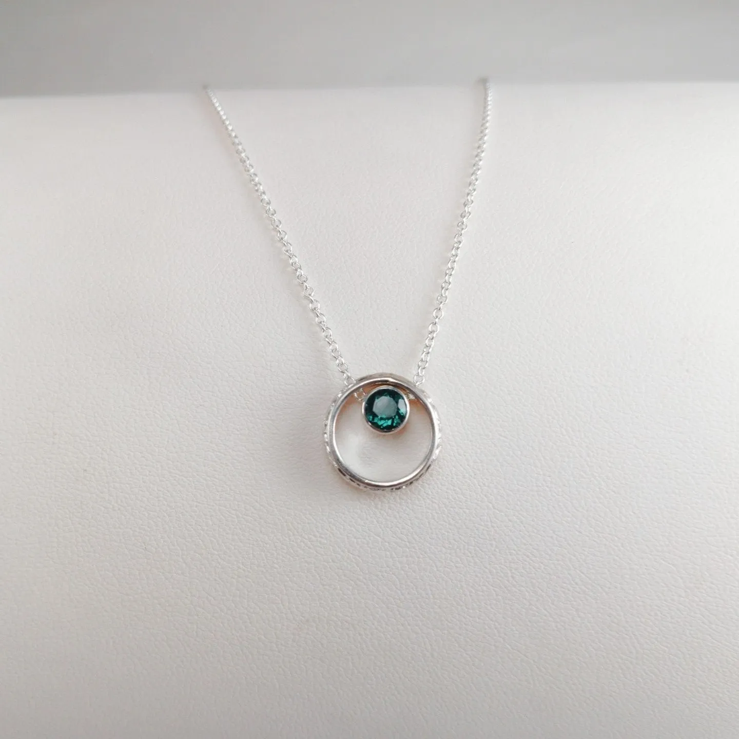 Vintage Inspired Emerald Hoop Pendant Necklace