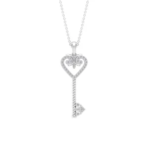 Vintage Inspired Heart Key Pendant Necklace
