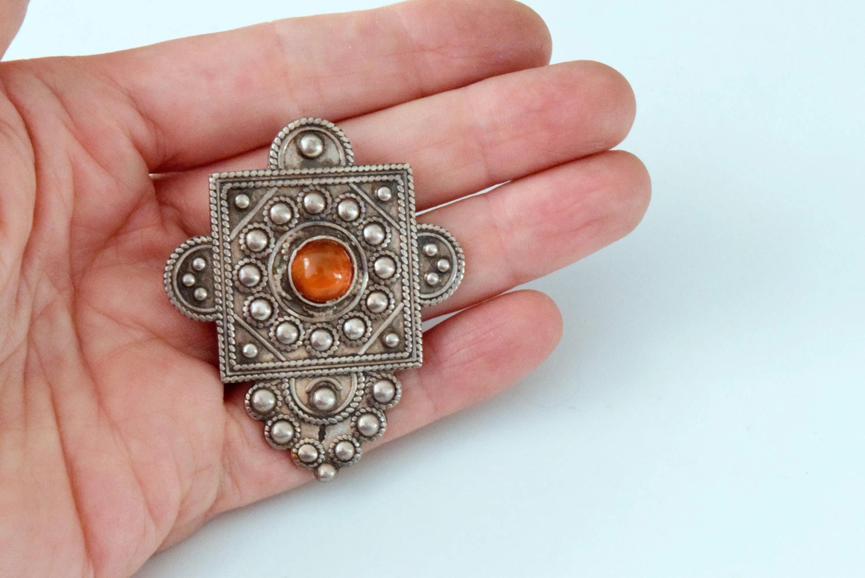 Vintage Middle Eastern Silver Cross Pendant