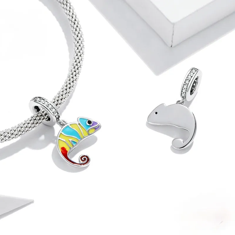 Women's Pendant S925 Sterling Silver Chameleon Bracelet Pendant for girls